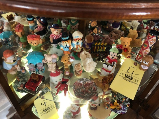Ceramic bear and Christmas figurines