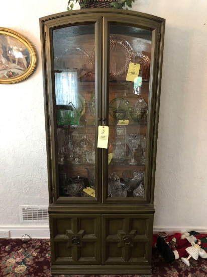 Glass door antique cabinet