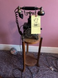 Vintage wind up telephone and stand