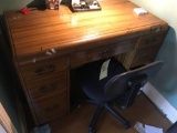 Knee hole desk w/ chair, printer, stand, shredder