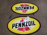 2 Pennzoil Metal Double-Sided Signs