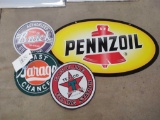 4 Signs incl. Pennzoil, Buick, Texaco & Last Chance Garage