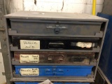 Four-drawer parts bin with contents