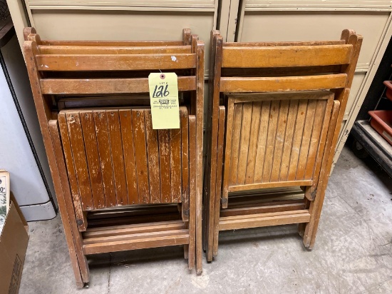 5 wooded folding chairs