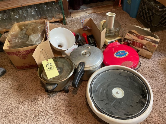Pressure cookers, quesadilla maker, food processor, processing items, plastic molds