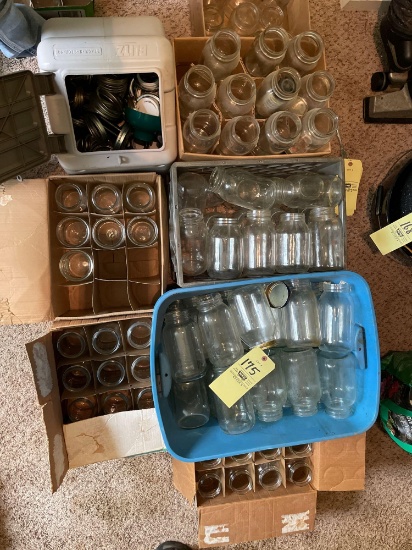 Canning jars, container full of lids