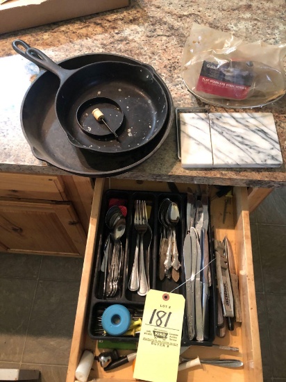 Cast-iron skillets and utensils