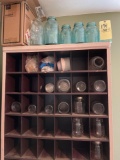 Blue canning jars & Ball jars with lids, vaporizer, glass jug