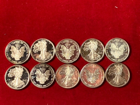 (10) Miniature Silver Eagles, each 1/10th Troy oz.