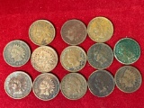 (13) Indian Head cents, (1900, 1901, 1902, 1903, 1905, 1906, 1907).