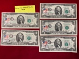 (5) 1976 $2 Federal Reserve Notes postmarked April 13, 1976.
