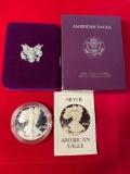 1986-S Proof American Eagle dollar, one oz. .999 fine silver.