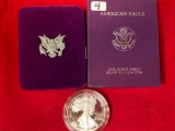 1986-S American Eagle dollar, .999 one oz. fine silver.