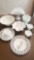9 pc. Vintage milk glass, vases, cups and plates