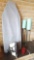 Ironing board, iron, metal candlesticks