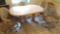 Oval dining table and 4 rolling chairs
