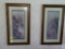 Pair framed floral scene prints, 26 x 46 frame size.