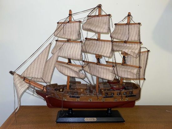 Model "1828 Victoria" sail ship, 19" long x 17.5" tall.