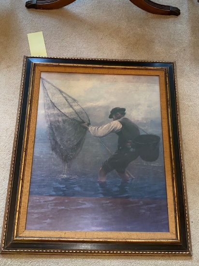 Fisherman print, 30 x 37 frame size.