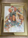 Oberstein clown print, 22 x 28 frame size.