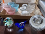 Art glass paperweights, Viking glass candle holders, etc.