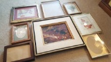 Modern art oil on canvas painting and frames lot