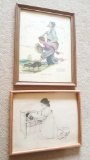 2 Norman Rockwell prints, framed
