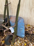 Blue wheelbarrow.