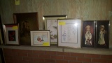 7 pieces framed art lot