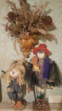 Vintage wall pocket, floral, scarecrows
