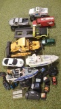 Vintage toy lot, remote control truck and boats