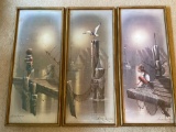 Set of (3) Andres Orpinas prints, each 31 x 13 frame size.