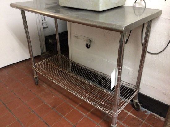 Rolling Stainless Steel Table w/ wire rack