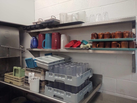 Pitchers, Plastic Cups, Coffee Mugs, Dishes, Salad Bowls, Cupholder Trays & Stainless Steel Shelves