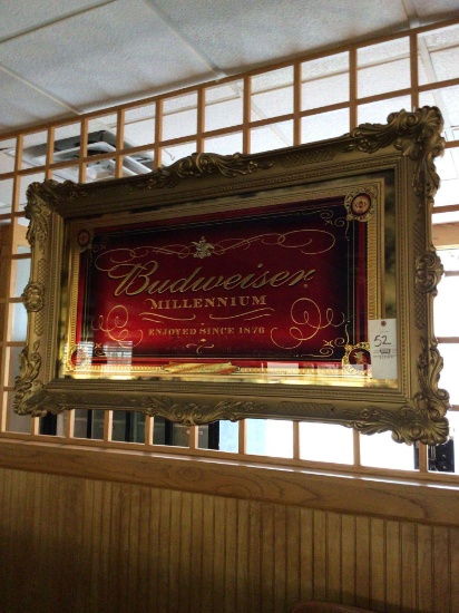 Large Budweiser bar sign. 58 inches wide