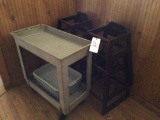 Four highchairs and serving cart