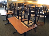 12 chairs, two square tables, two rectangle tables