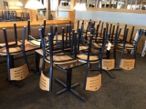 12 chairs, two square top tables, two rectangle top tables