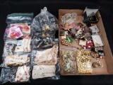 Box of Costume Jewelry and Stick Pins