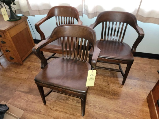 (3) Vintage Wood Office Chairs