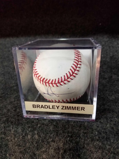 Bradley Zimmer signed baseball with cert