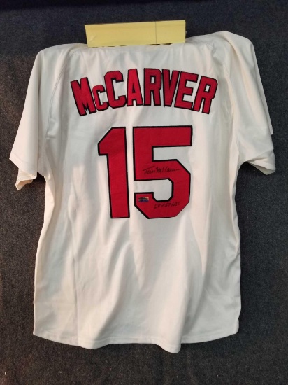 Tim McCarver signed jersey, Cardinals, with cert