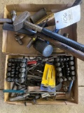 2 boxes of allens, spark plug gappers, hammers, mallets