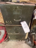 3-drawer file box, hose, chain, sprays, white 2-door garage cabinet
