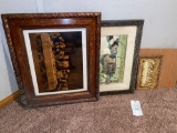 2 Religious Pictures and Framed Farm Screen Print