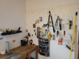 assorted hand tools, hardware, pruner, zip ties