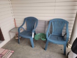 Tractor seat stool, side table and 2 stack chairs