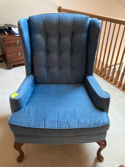 Blue wing back chair