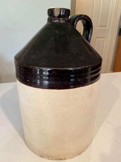 13.5" Tall stoneware jug, chip on spout.