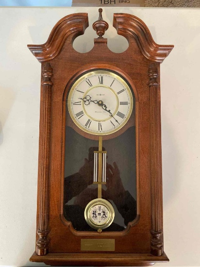 Howard Miller Westminster chime wall clock, battery operated.